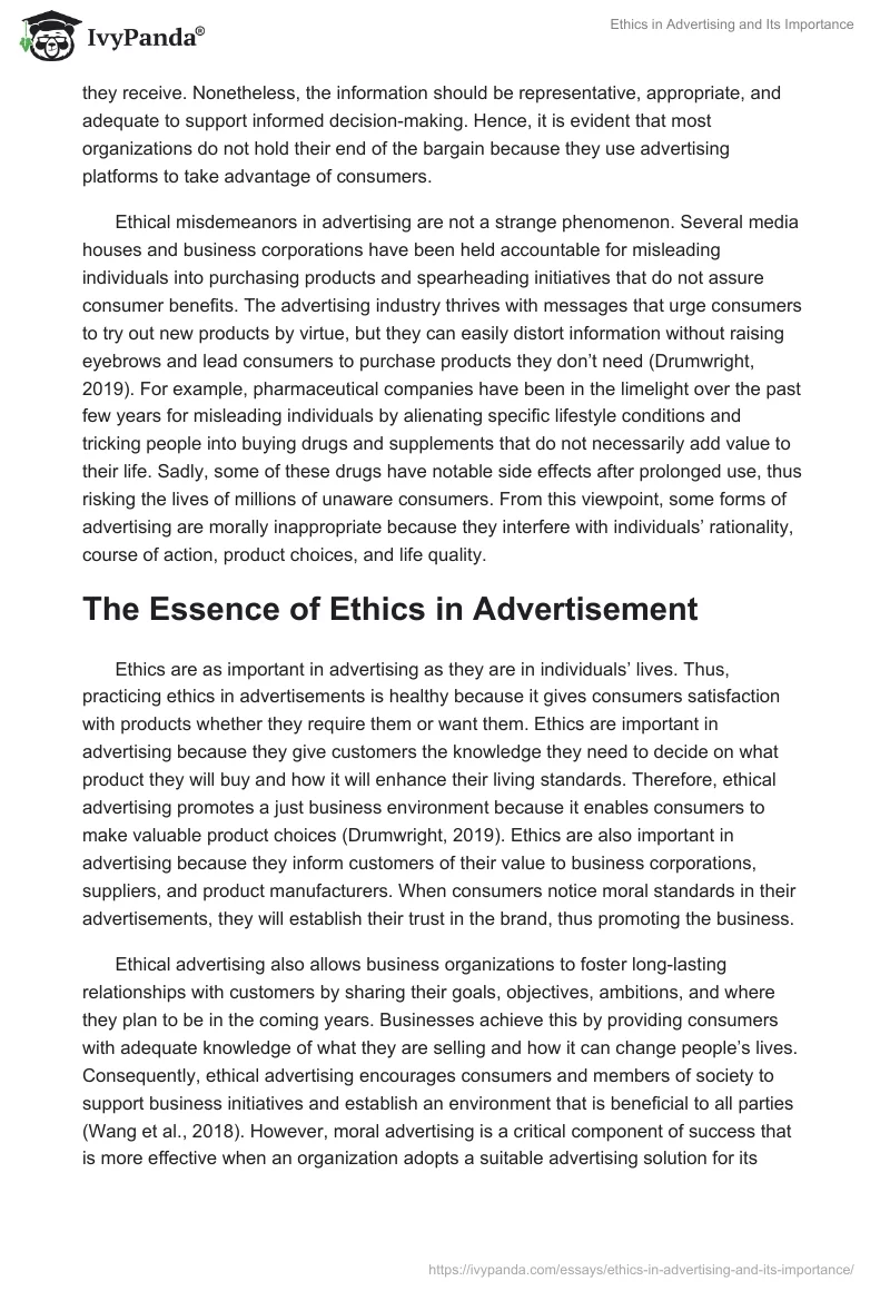 Ethics in Advertising and Its Importance. Page 2