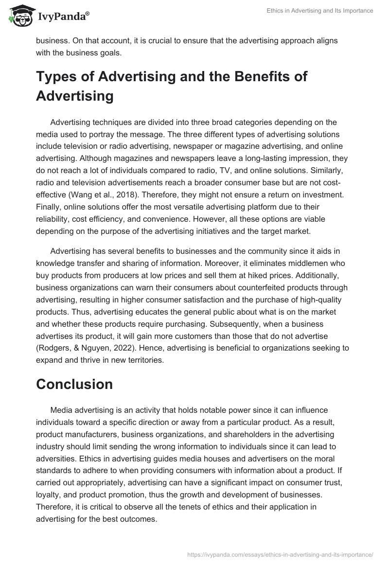 Ethics in Advertising and Its Importance. Page 3