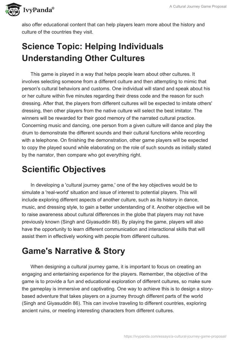 A Cultural Journey Game Proposal. Page 2