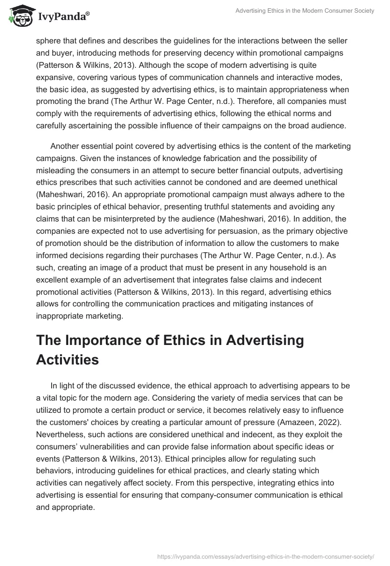 Advertising Ethics in the Modern Consumer Society. Page 3