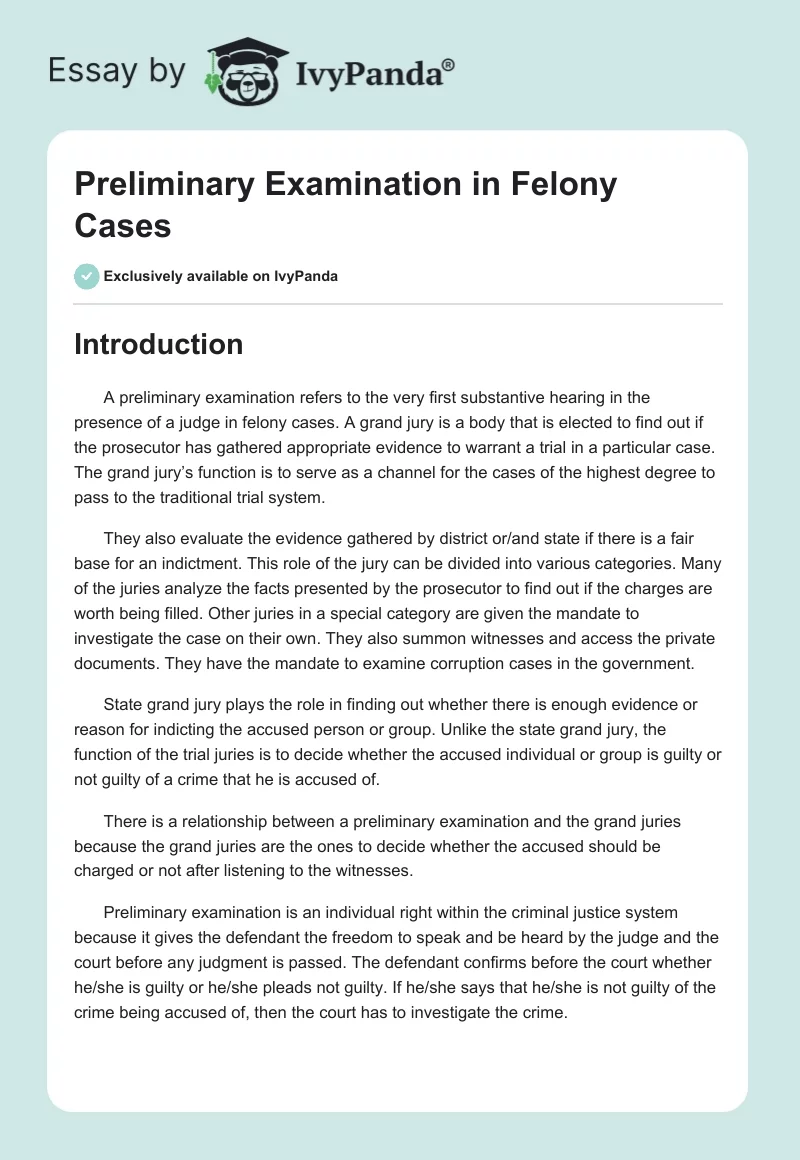 Preliminary Examination in Felony Cases. Page 1