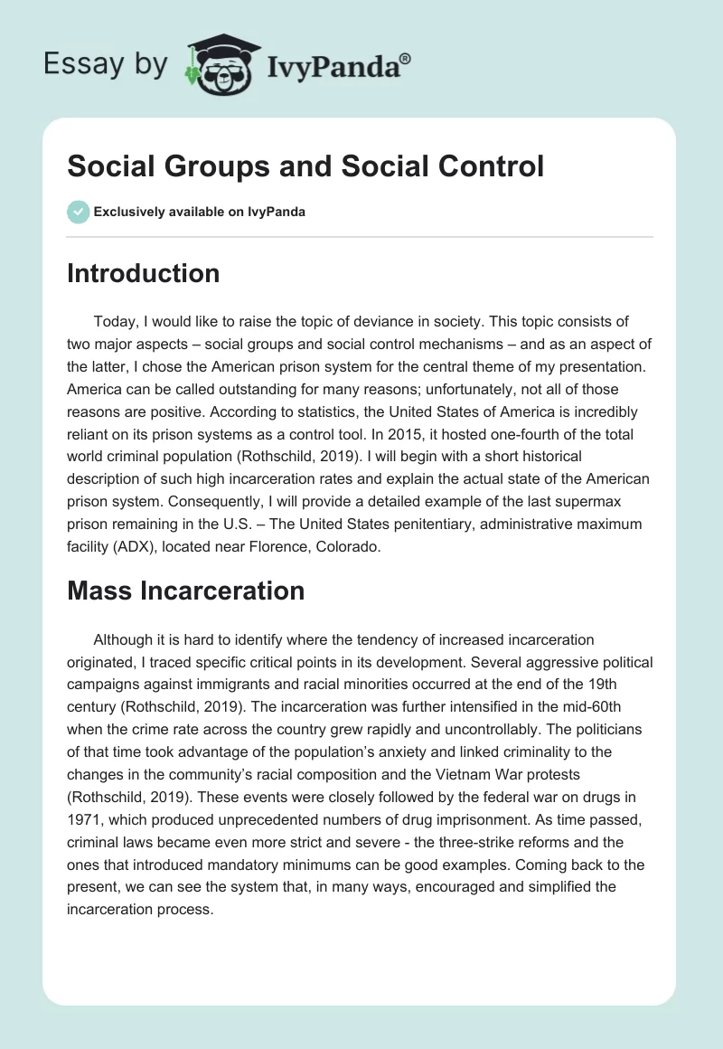Social Groups and Social Control. Page 1