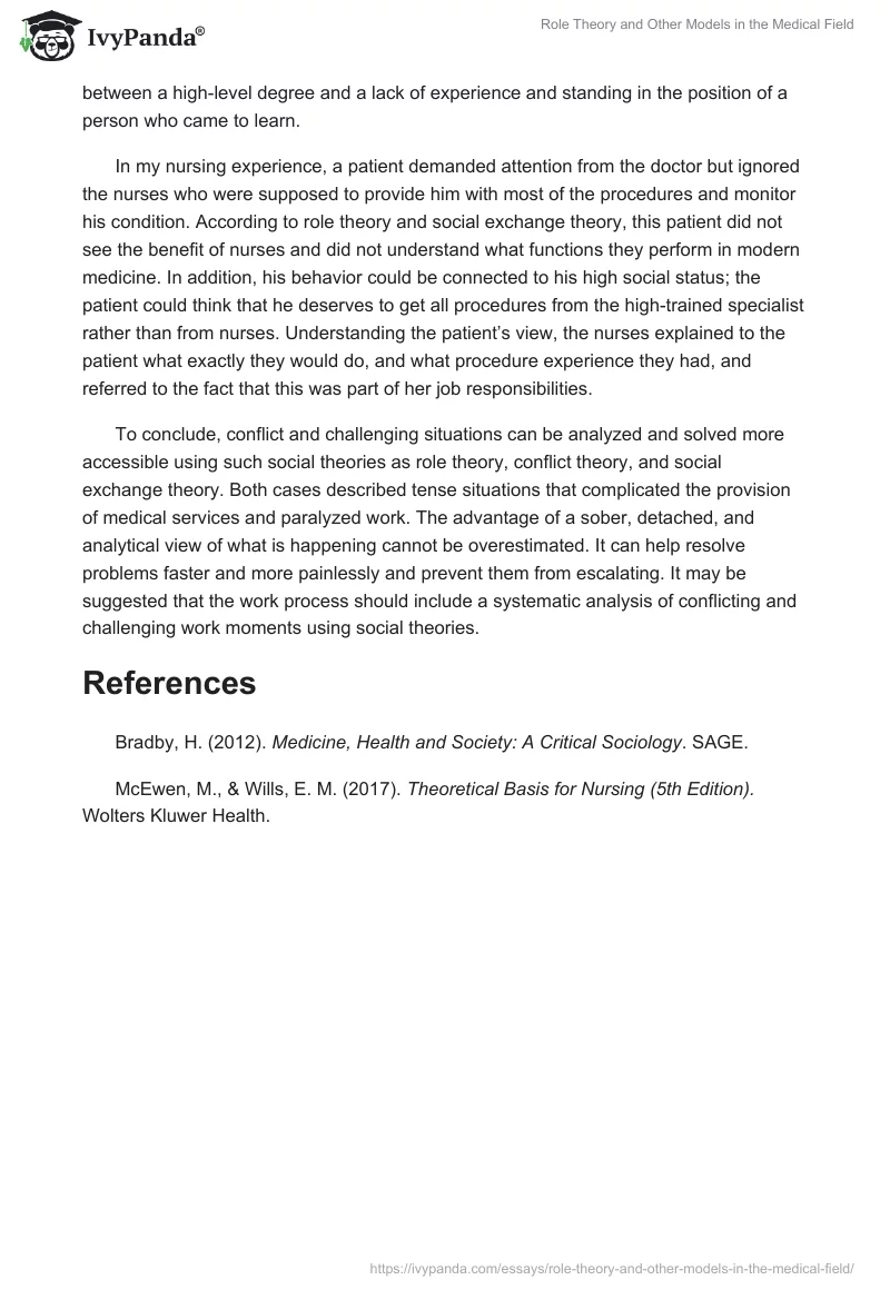 Role Theory and Other Models in the Medical Field. Page 2
