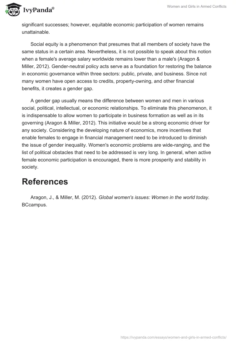 Women and Girls in Armed Conflicts. Page 2
