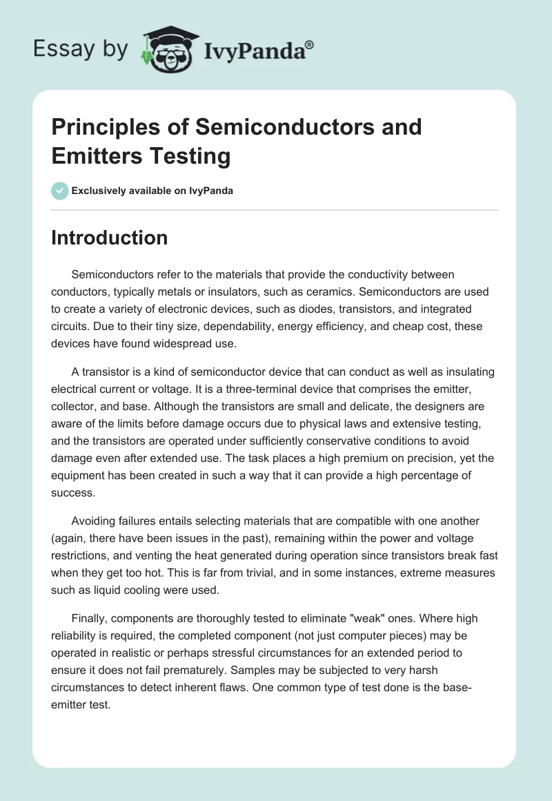 Principles of Semiconductors and Emitters Testing. Page 1