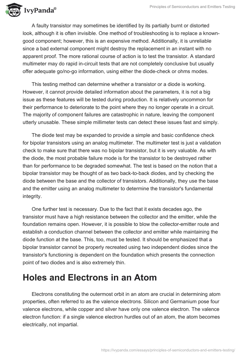 Principles of Semiconductors and Emitters Testing. Page 2