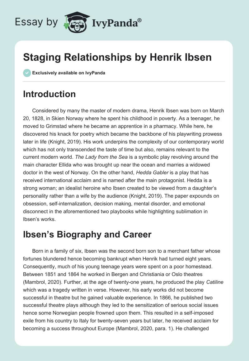 Staging Relationships by Henrik Ibsen. Page 1