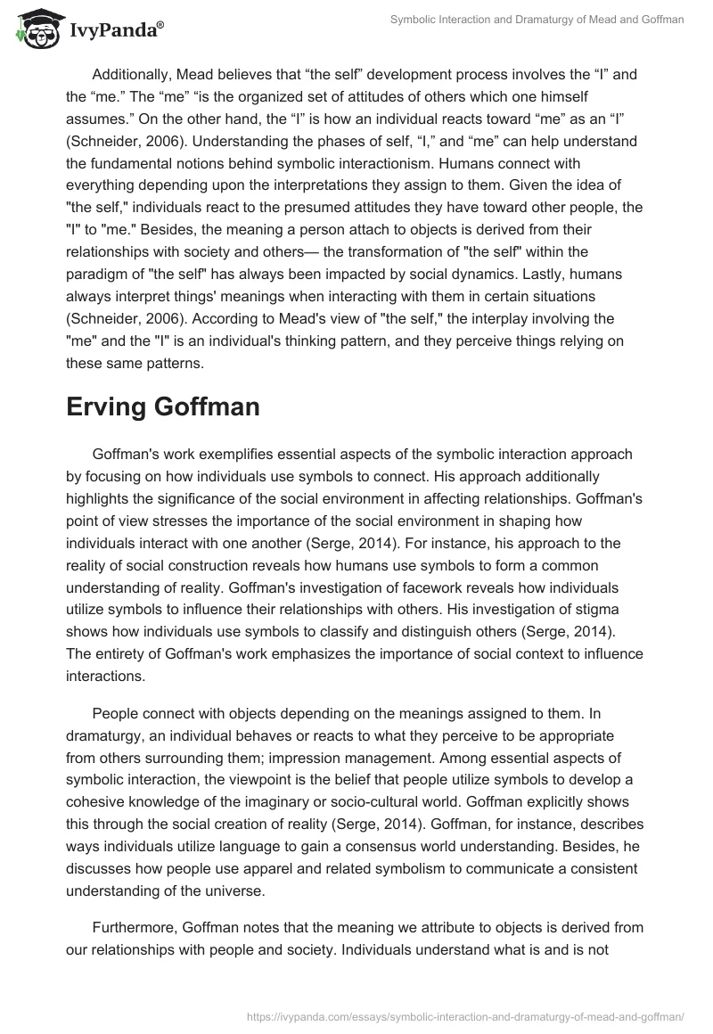 Symbolic Interaction and Dramaturgy of Mead and Goffman. Page 2