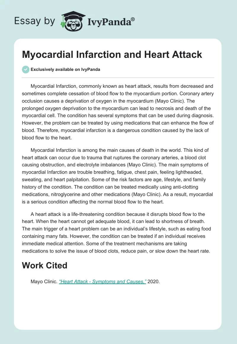 Myocardial Infarction and Heart Attack. Page 1