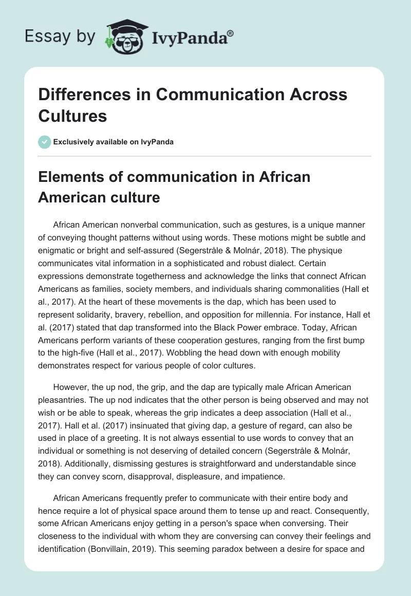 Differences in Communication Across Cultures. Page 1