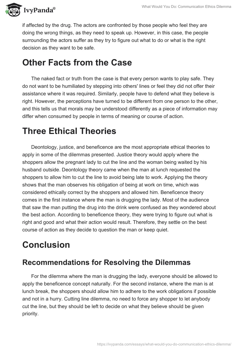 What Would You Do: Communication Ethics Dilemma. Page 2