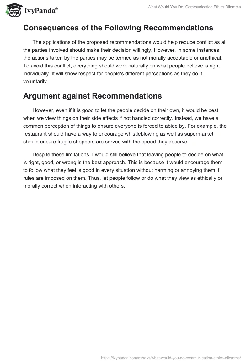 What Would You Do: Communication Ethics Dilemma. Page 3