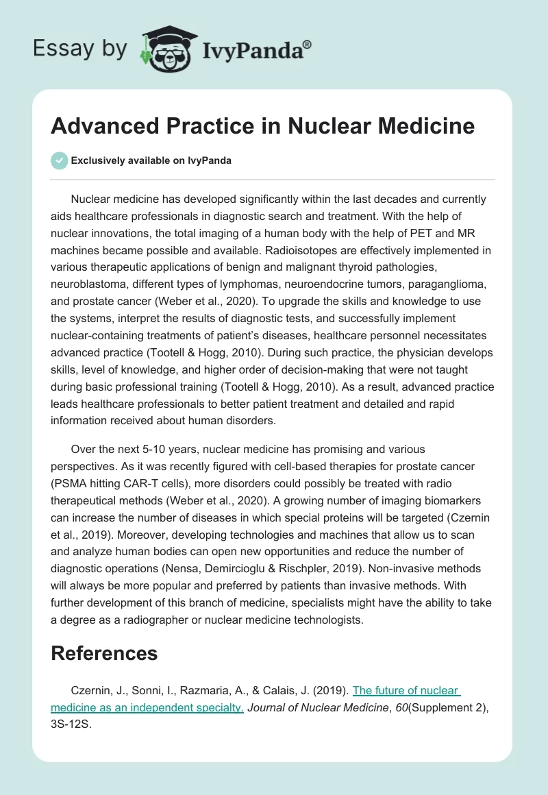 Advanced Practice in Nuclear Medicine. Page 1