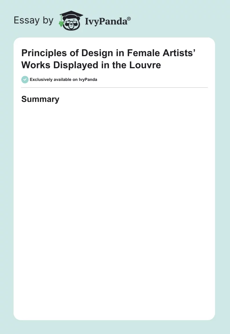 Principles of Design in Female Artists’ Works Displayed in the Louvre. Page 1