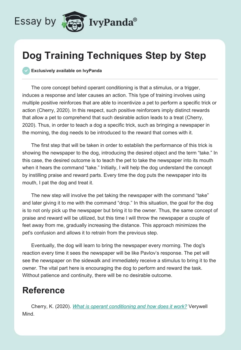 Dog Training Techniques Step by Step. Page 1