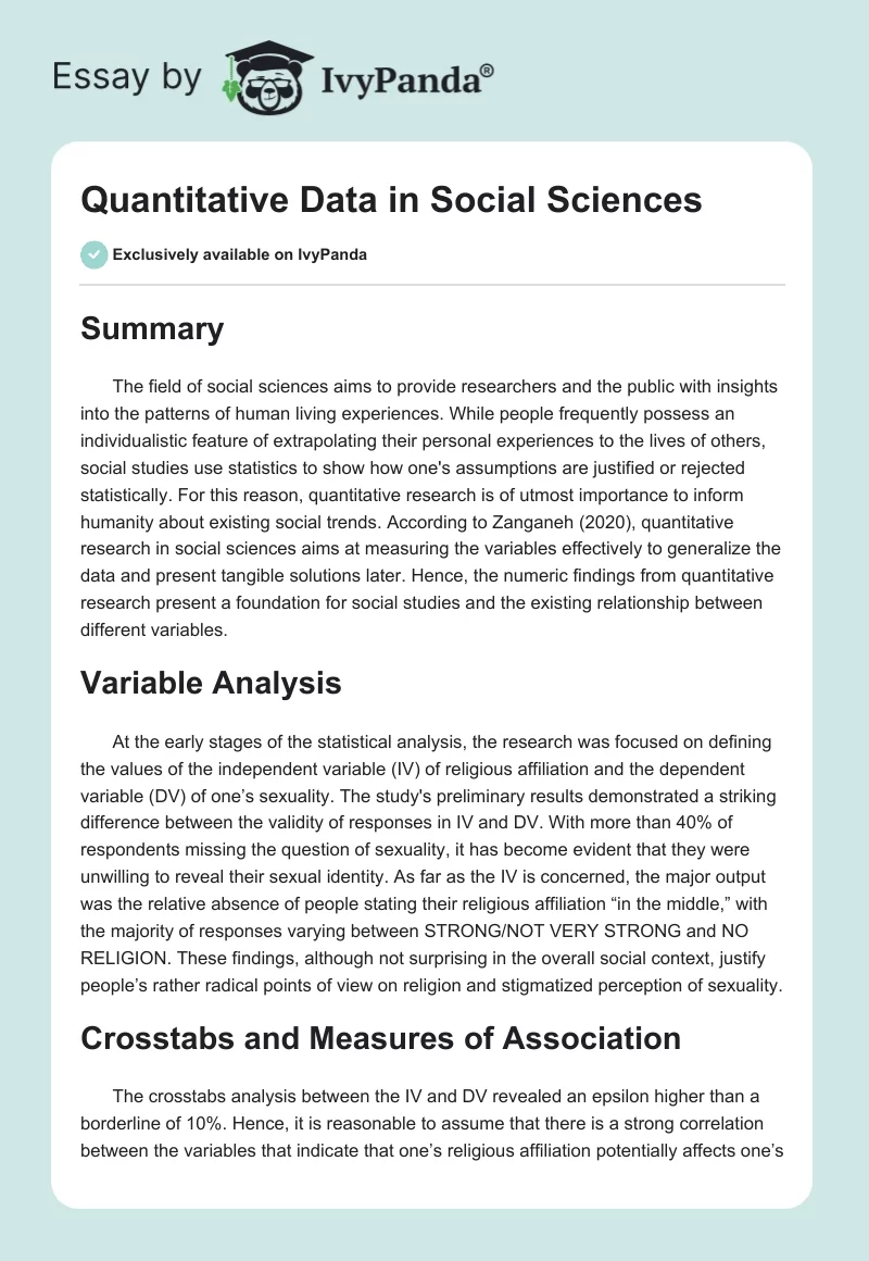 Quantitative Data in Social Sciences. Page 1