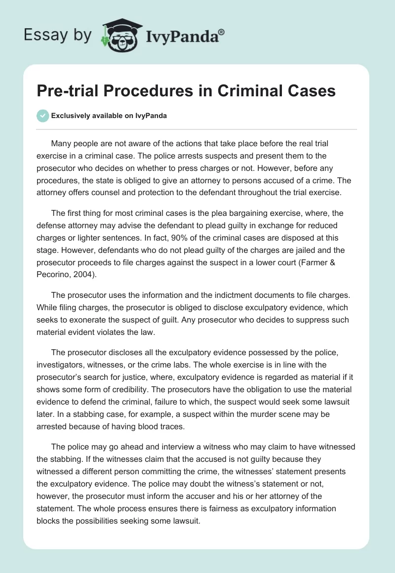 Pre-trial Procedures in Criminal Cases. Page 1