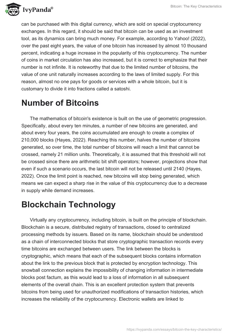 Bitcoin: The Key Characteristics. Page 2