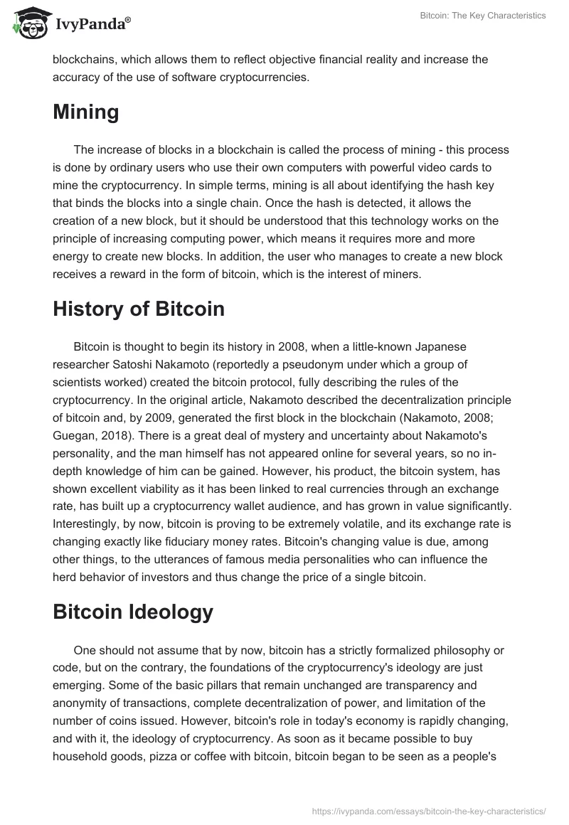 Bitcoin: The Key Characteristics. Page 3