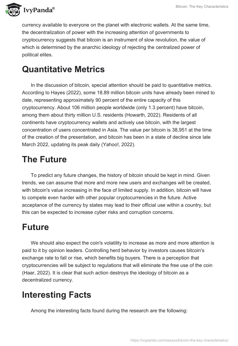 Bitcoin: The Key Characteristics. Page 4