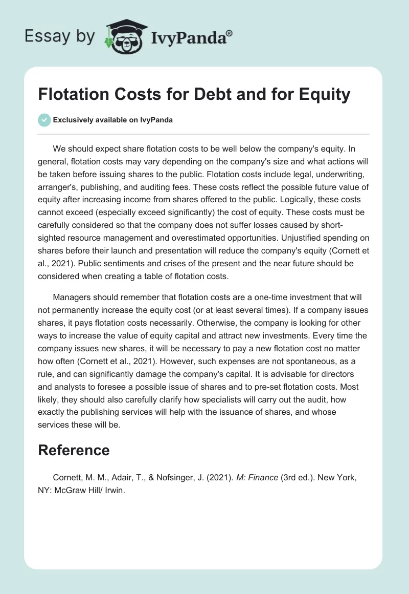 Flotation Costs for Debt and for Equity. Page 1