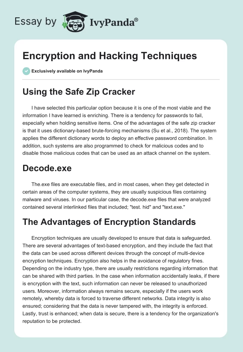 Encryption and Hacking Techniques. Page 1