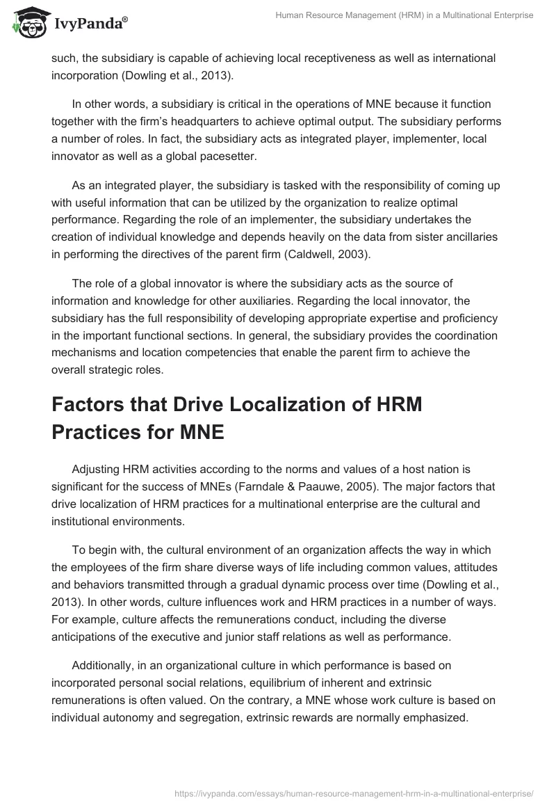 Human Resource Management (HRM) in a Multinational Enterprise. Page 3