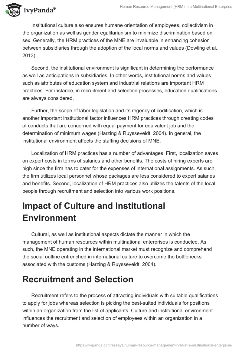 Human Resource Management (HRM) in a Multinational Enterprise. Page 4
