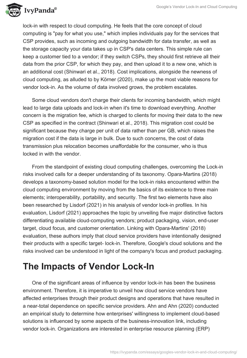Google’s Vendor Lock-In and Cloud Computing. Page 3