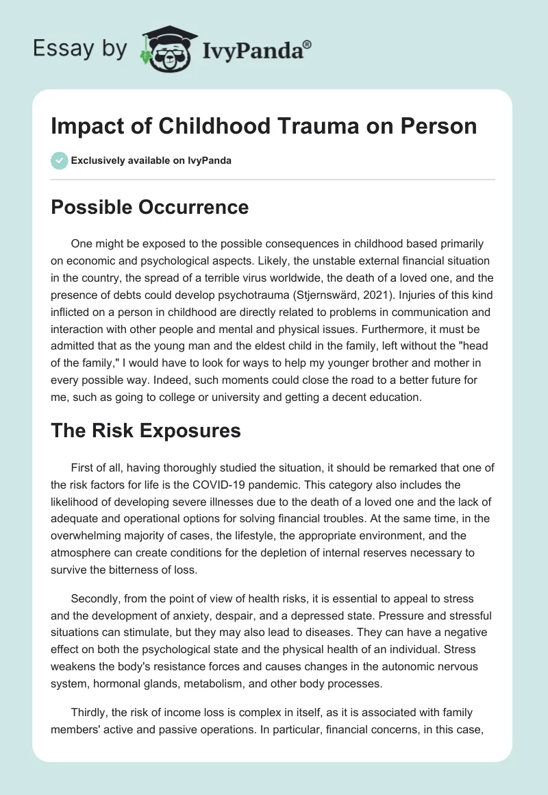 Impact of Childhood Trauma on Person. Page 1