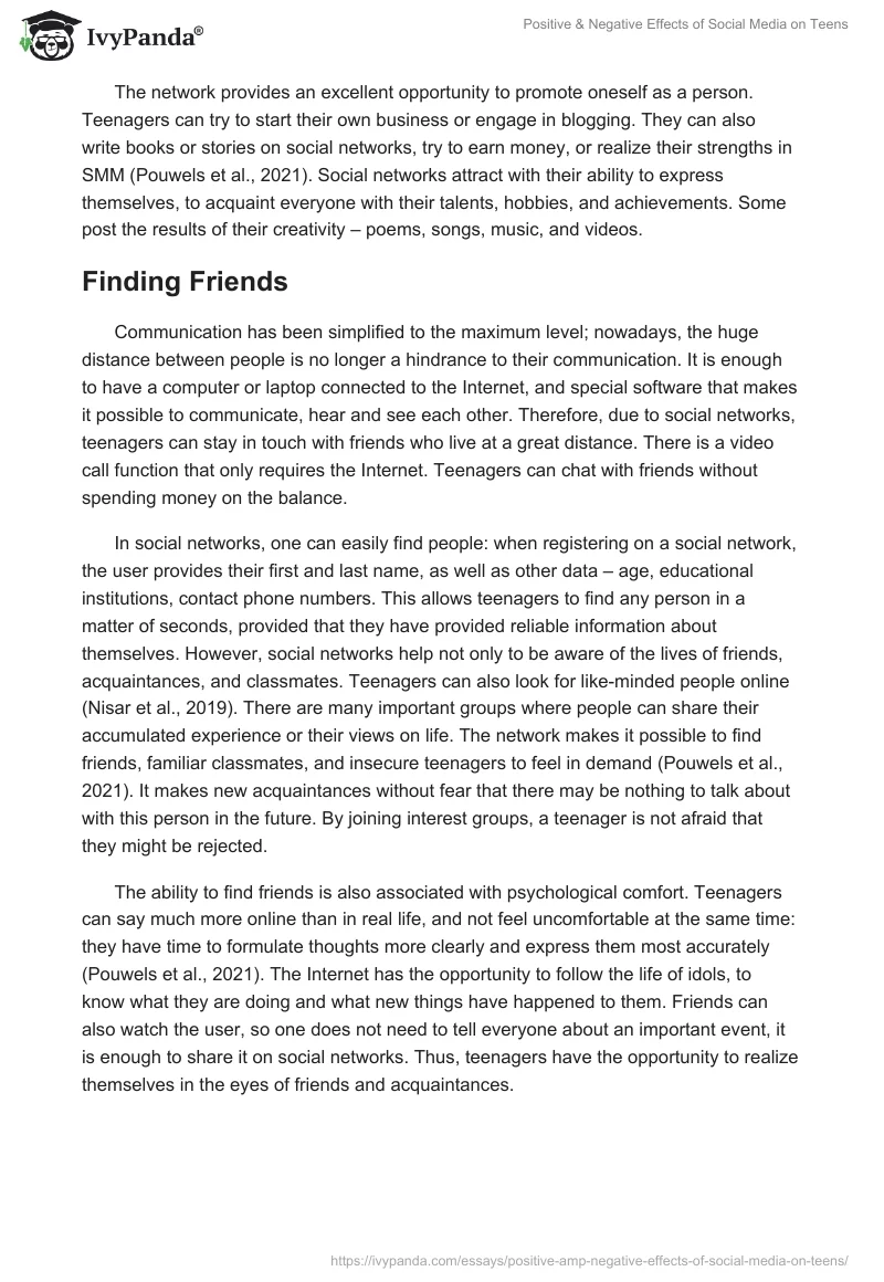 Positive & Negative Effects of Social Media on Teens. Page 2