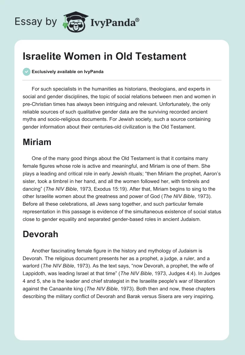 Israelite Women in Old Testament. Page 1