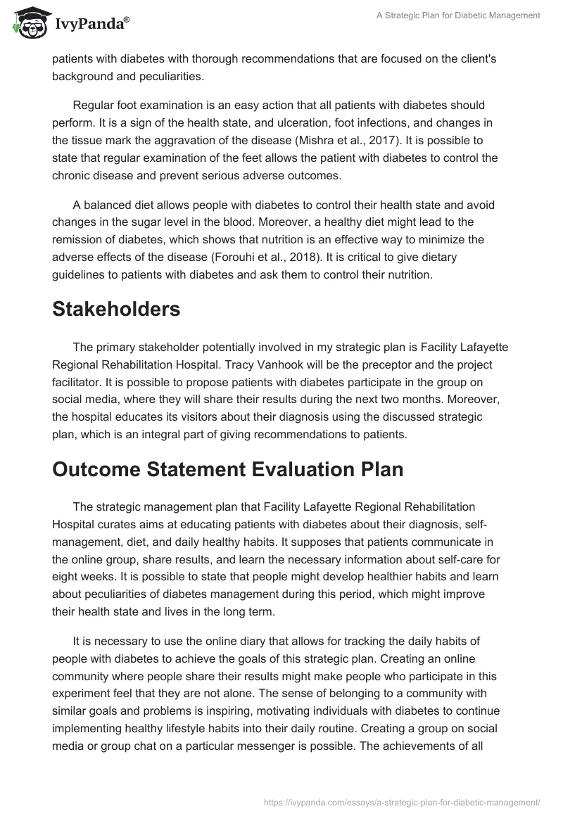 A Strategic Plan for Diabetic Management. Page 2