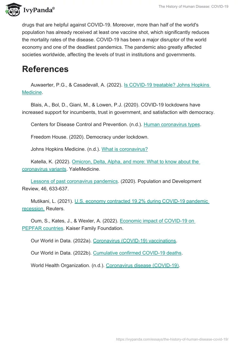 The History of Human Disease: COVID-19. Page 4