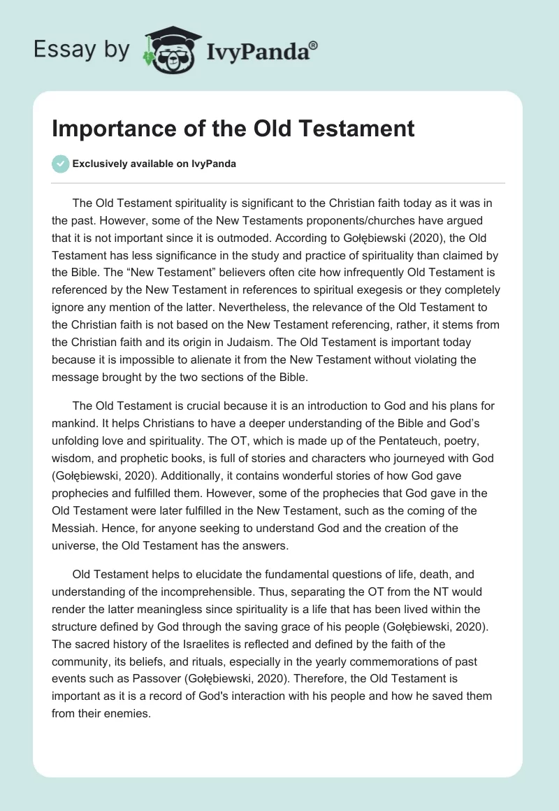 Importance of the Old Testament. Page 1