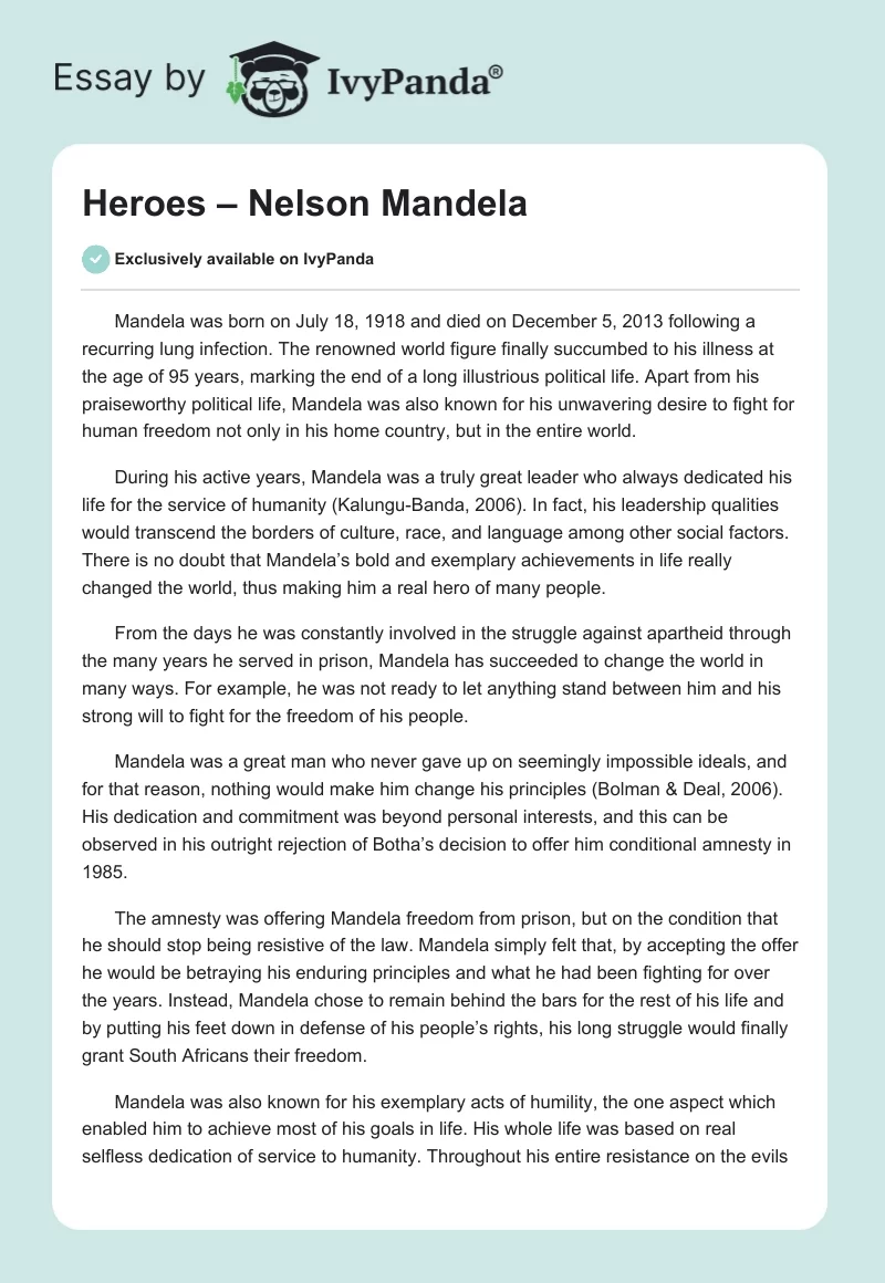Heroes – Nelson Mandela. Page 1
