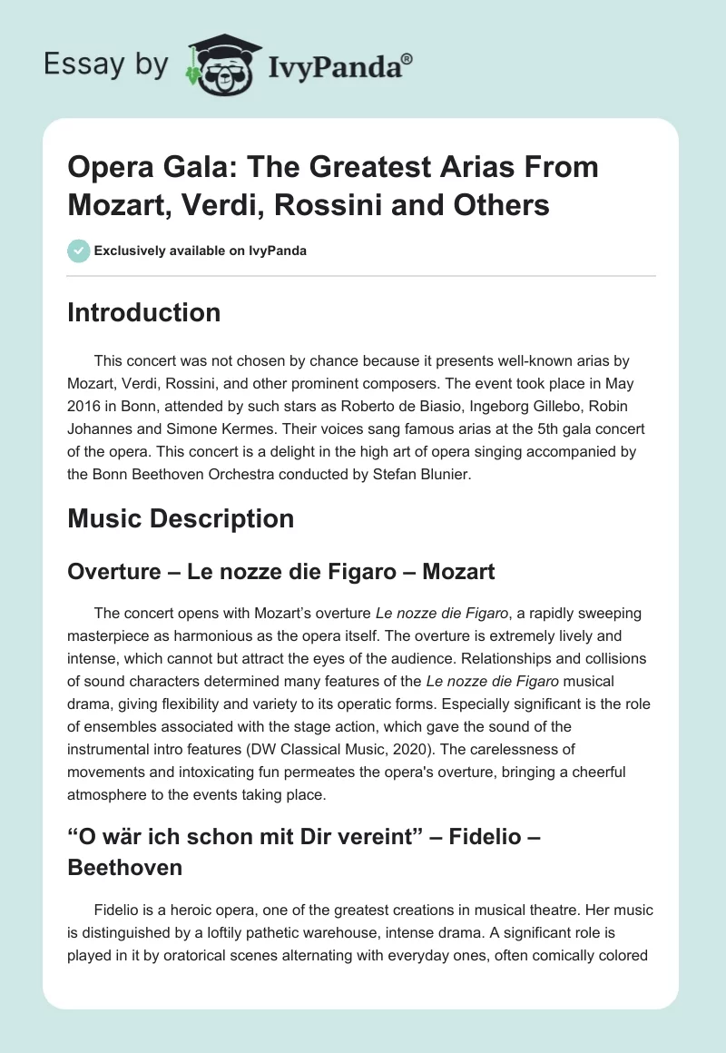 Opera Gala: The Greatest Arias From Mozart, Verdi, Rossini and Others. Page 1