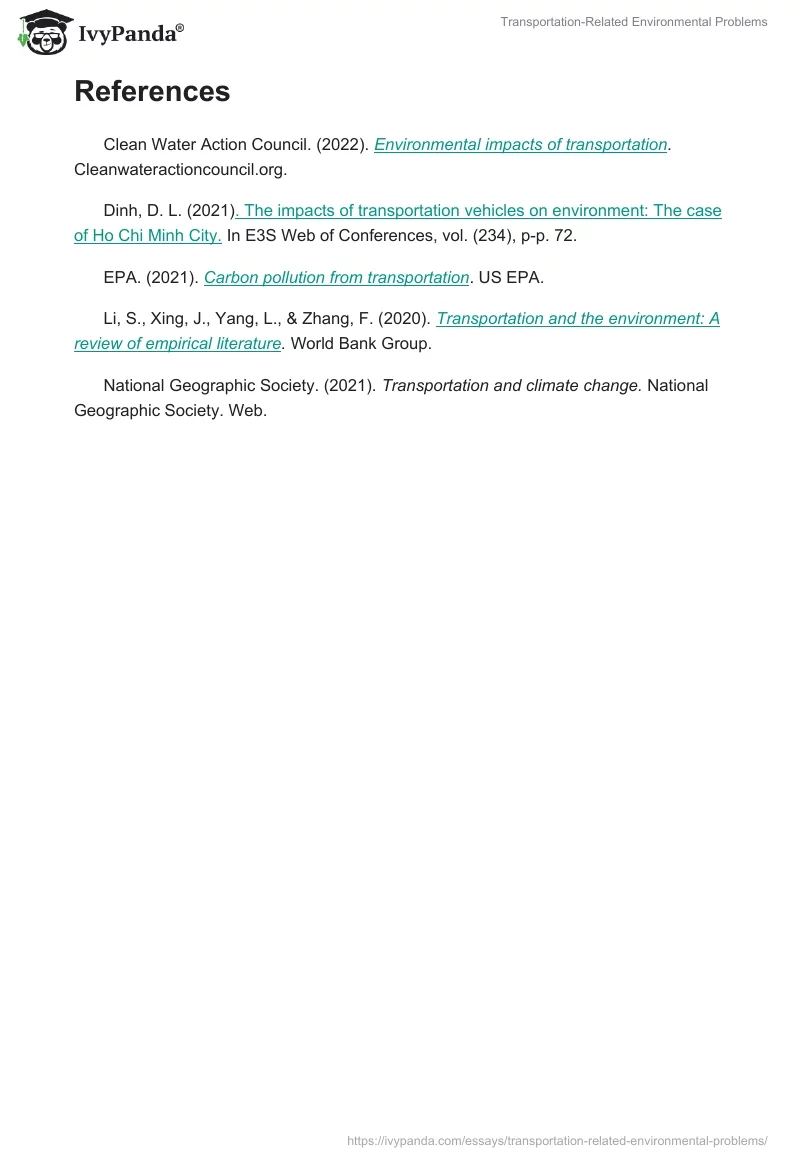 Transportation-Related Environmental Problems. Page 4