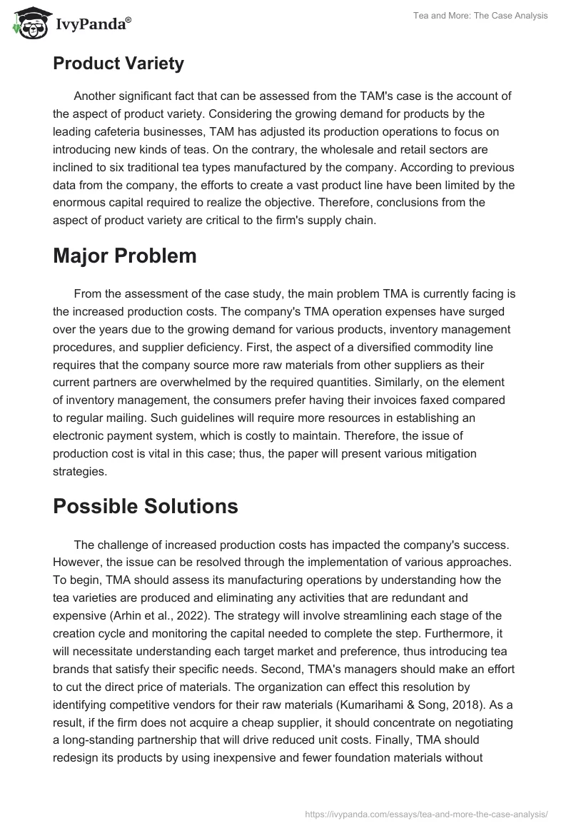 Tea and More: The Case Analysis. Page 2