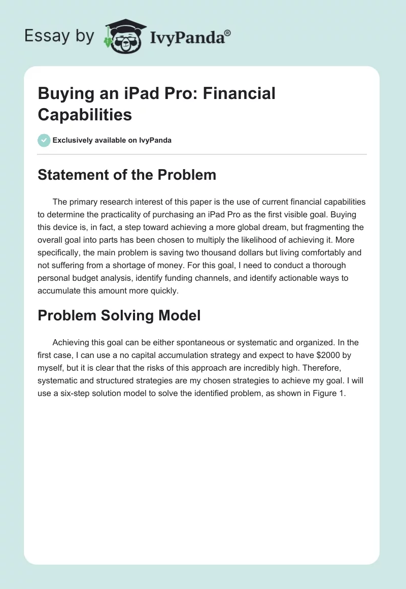 Buying an iPad Pro: Financial Capabilities. Page 1