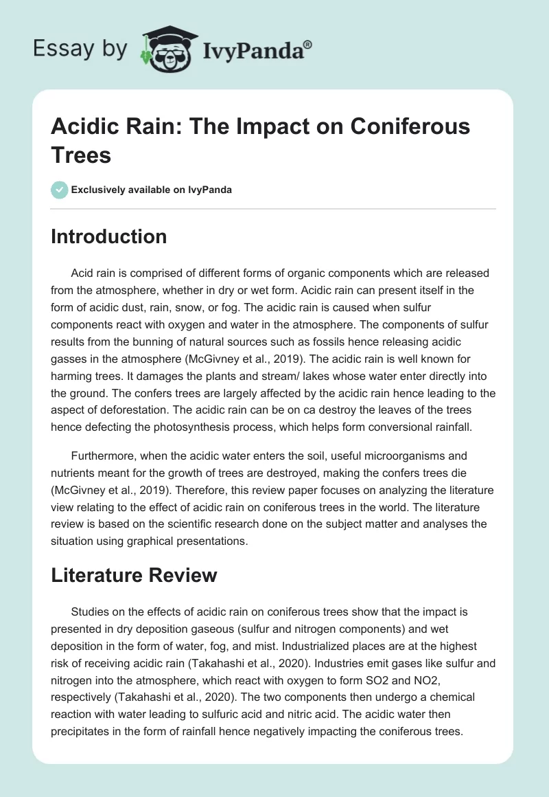 Acidic Rain: The Impact on Coniferous Trees. Page 1