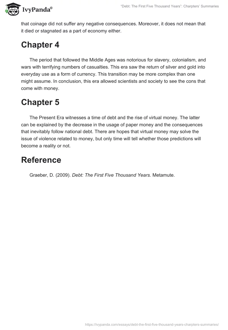 “Debt: The First Five Thousand Years”: Charpters’ Summaries. Page 2