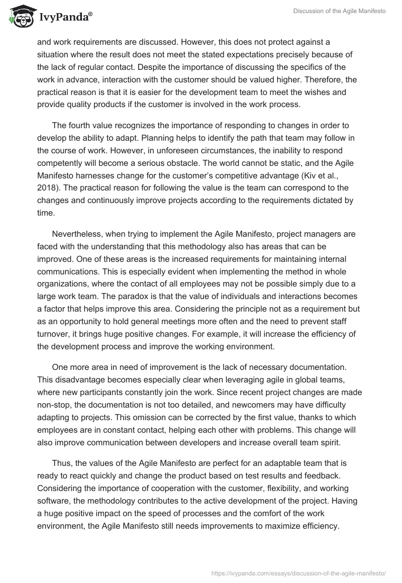 Discussion of the Agile Manifesto. Page 2