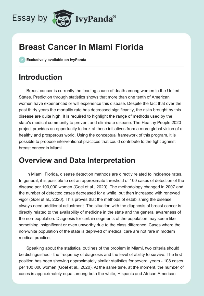 Breast Cancer in Miami Florida. Page 1