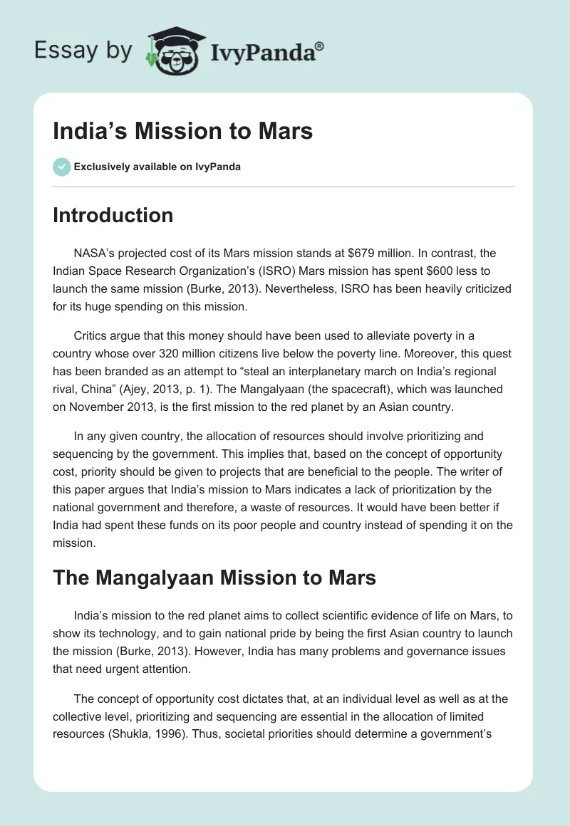 India’s Mission to Mars. Page 1