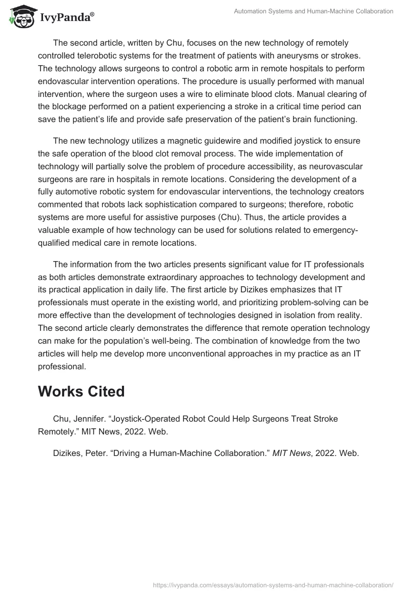 Automation Systems and Human-Machine Collaboration. Page 2