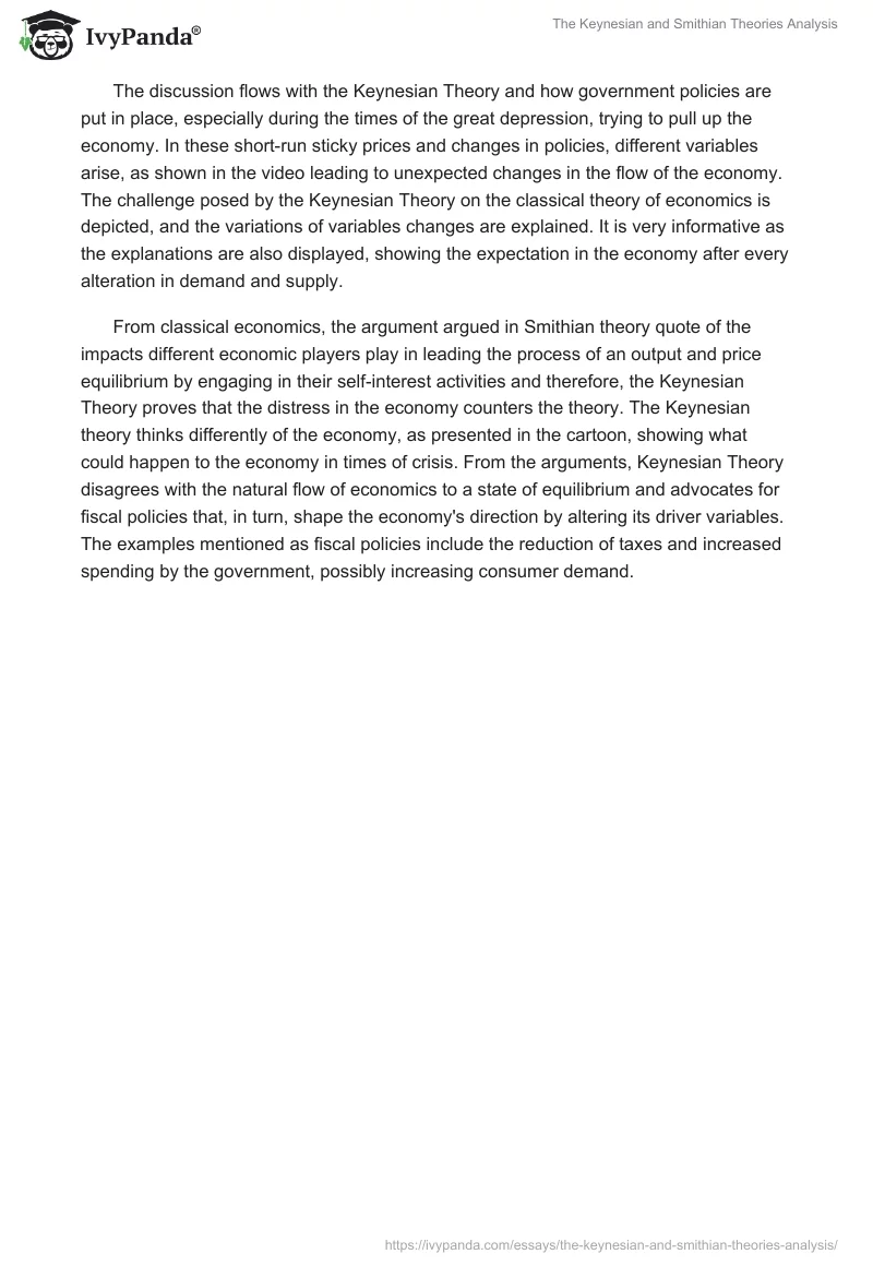 The Keynesian and Smithian Theories Analysis. Page 2