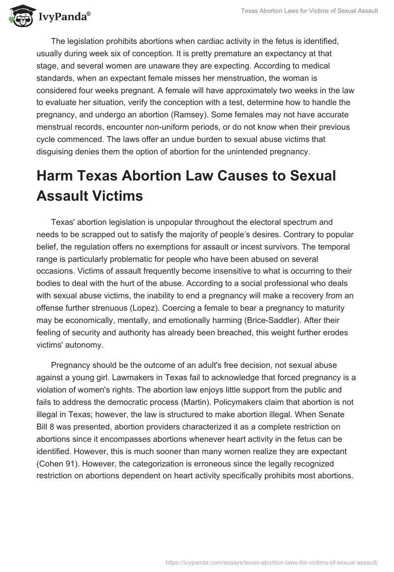 Texas Abortion Laws for Victims of Sexual Assault. Page 2