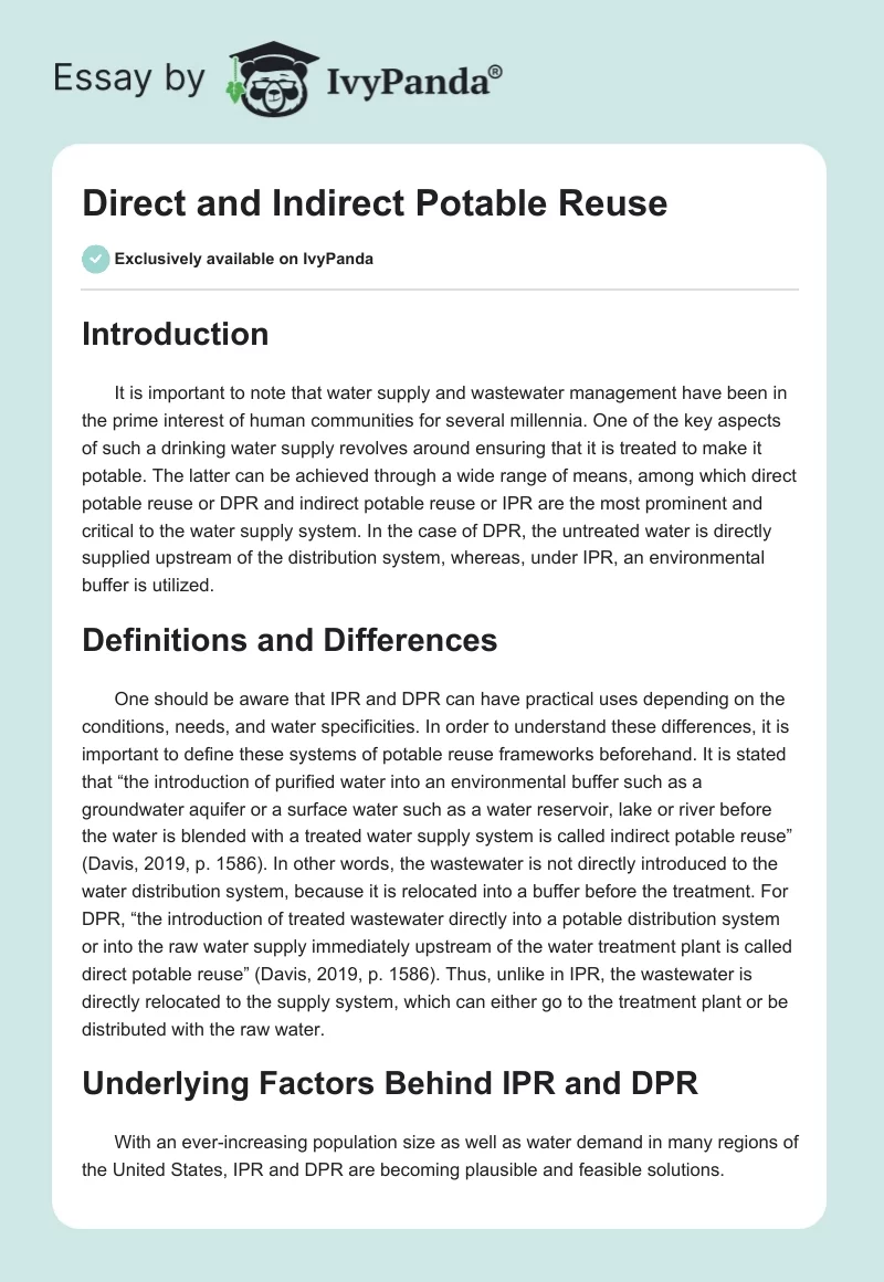 Direct and Indirect Potable Reuse. Page 1