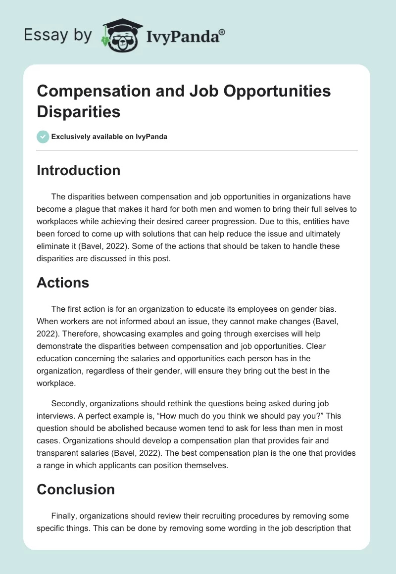 Compensation and Job Opportunities Disparities. Page 1